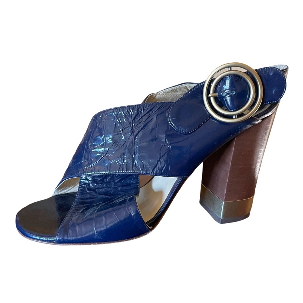 Chloe Blue Surf Crinkled Patent Leather Sixty Heel